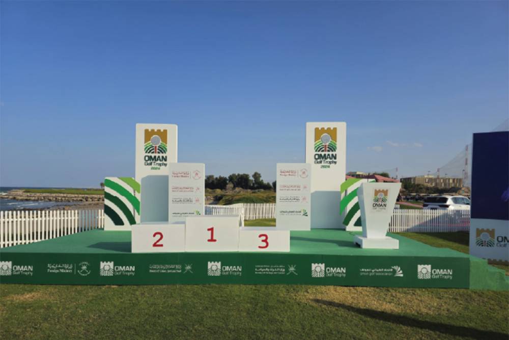 Golf trophy podium & branding